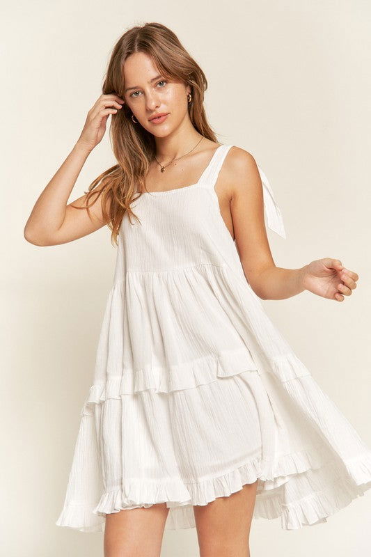 Plus Square neck ruffle dress us.meeeshop - 