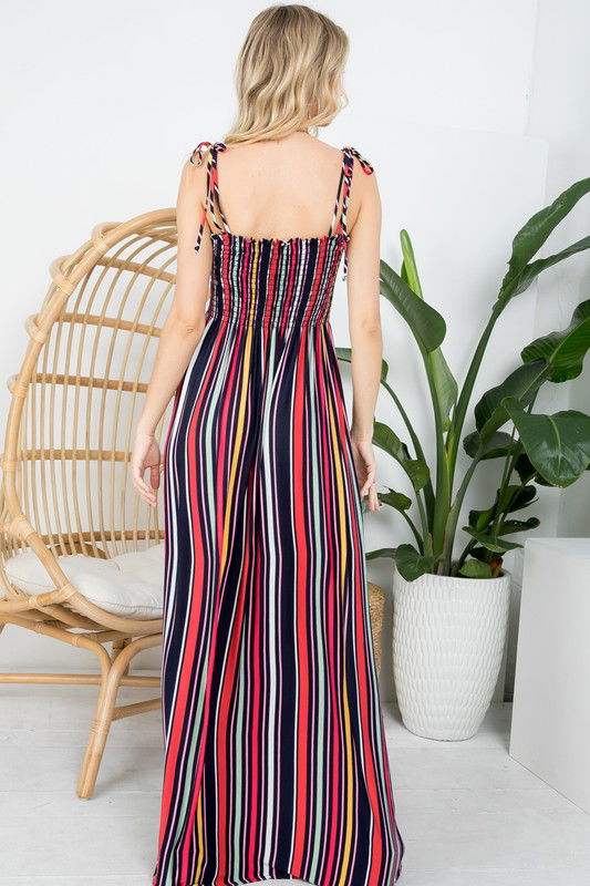 Plus Stripe Smocked Maxi Dress us.meeeshop - 