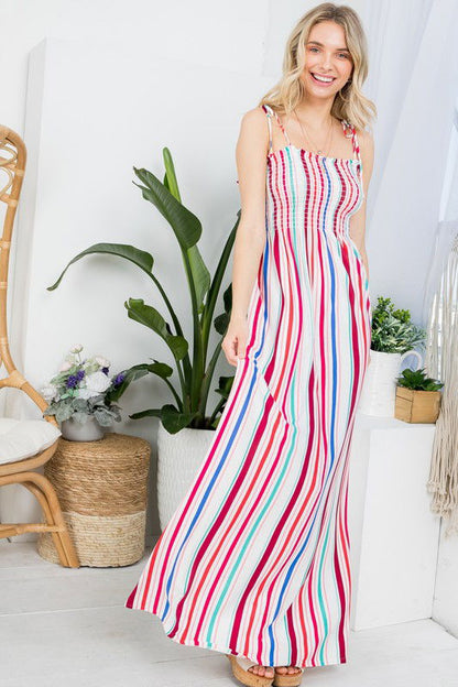 Plus Stripe Smocked Maxi Dress us.meeeshop - Dresses