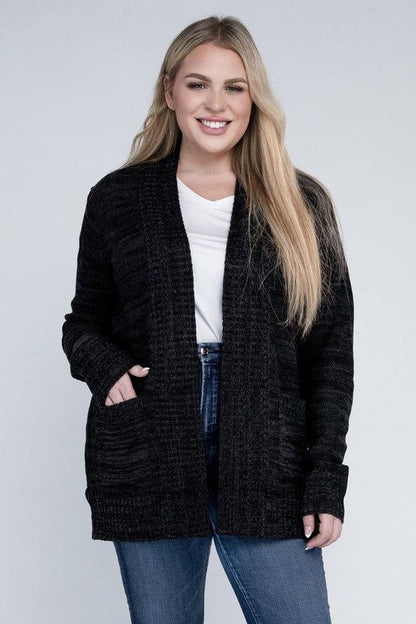 Women's Plus Solid Open Front Cardigan - us.meeeshop