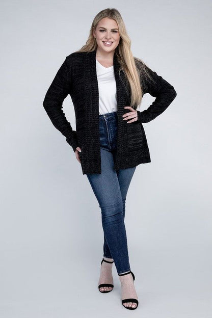 Women's Plus Solid Open Front Cardigan - us.meeeshop