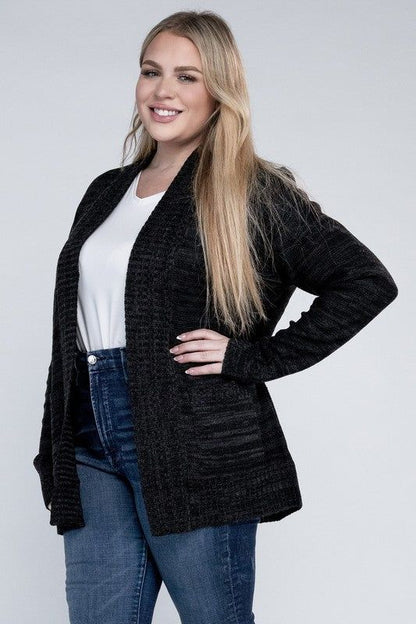 Women's Plus Solid Open Front Cardigan - us.meeeshop