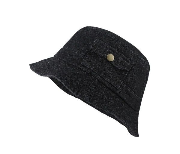 Pocket Accent Denim Bucket Hat - us.meeeshop