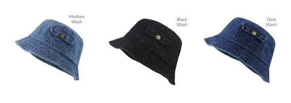 Pocket Accent Denim Bucket Hat - us.meeeshop