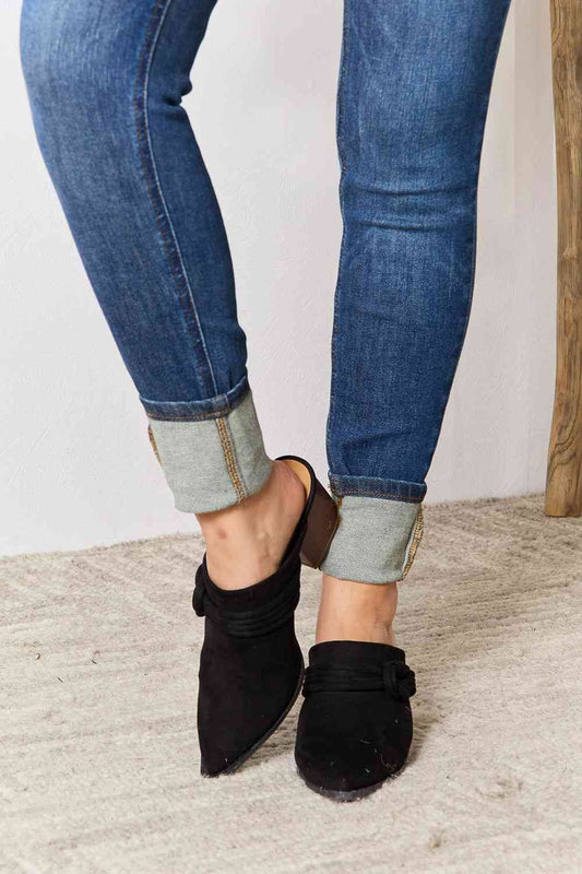 Pointed-Toe Braided Trim Mules us.meeeshop - Shoes