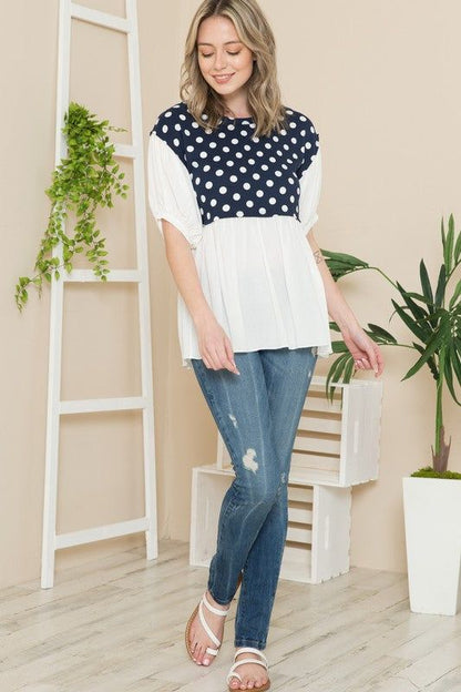 Polka Dot Balloon Sleeve Baby Doll Tunic us.meeeshop - 