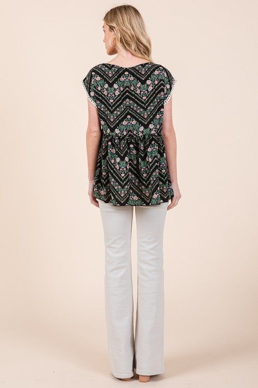 Pom Pom Lace Detailed Textured Woven Tunic us.meeeshop - 