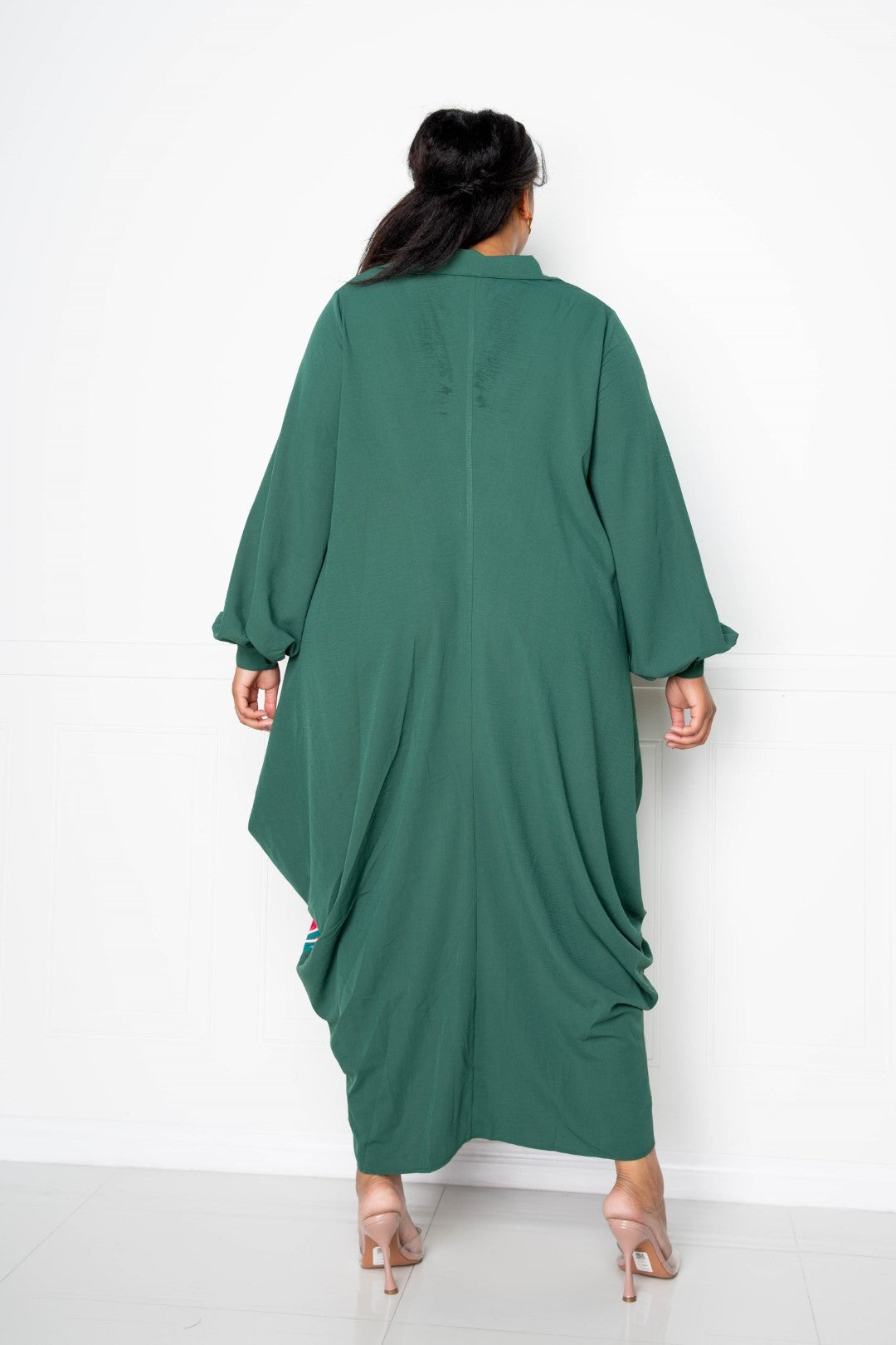Print Drapy Shirt Maxi Dress | us.meeeshop