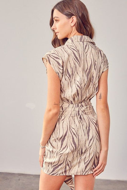 Print Front Tie Dress - us.meeeshop