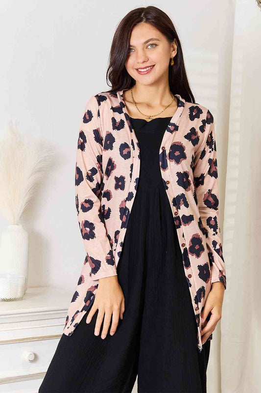 Printed Button Front Longline Cardigan | us.meeeshop
