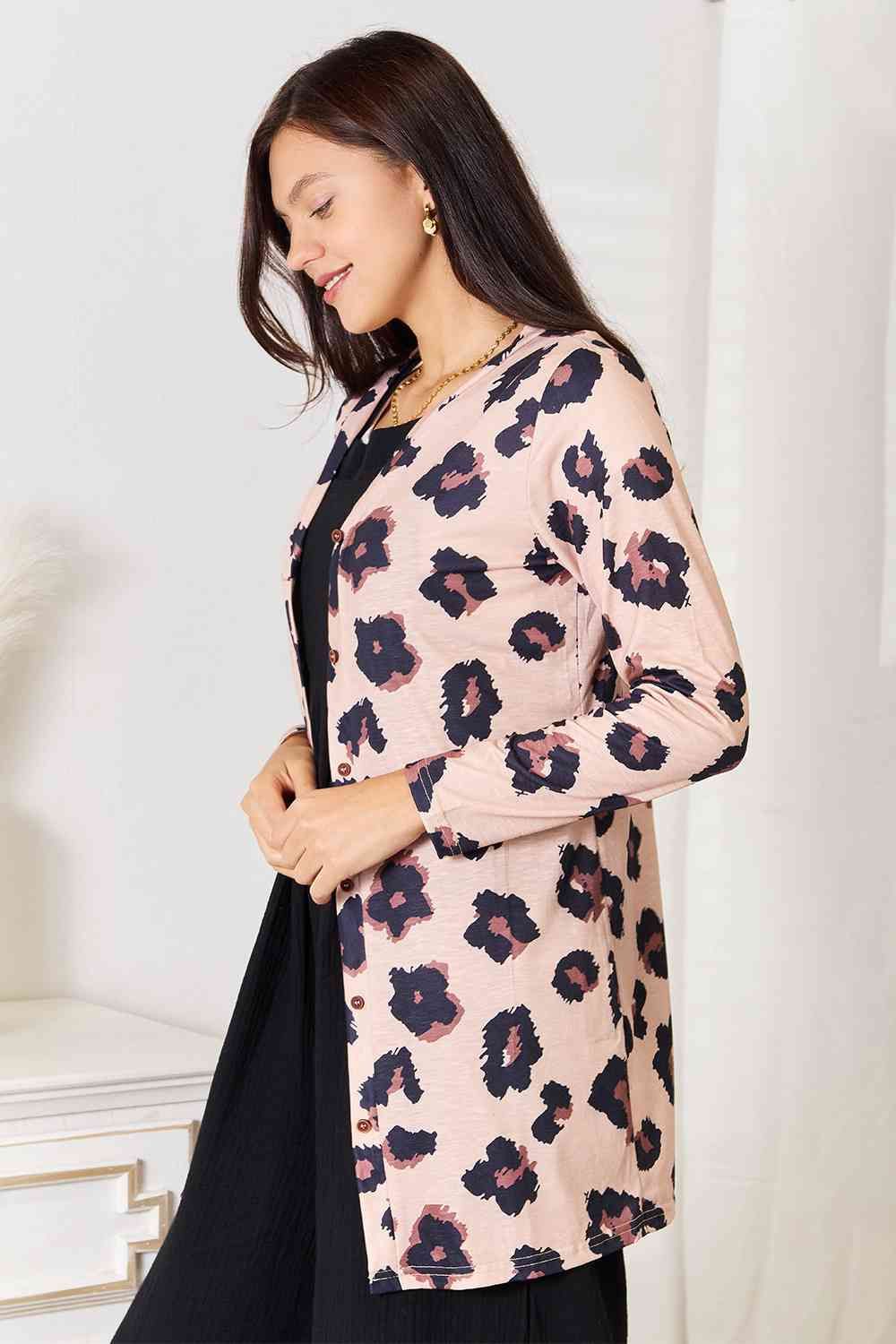 Printed Button Front Longline Cardigan us.meeeshop - 