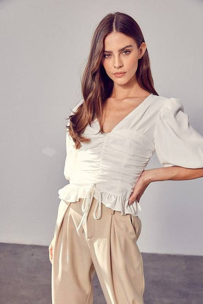 Puff Sleeve Cinched Top - us.meeeshop