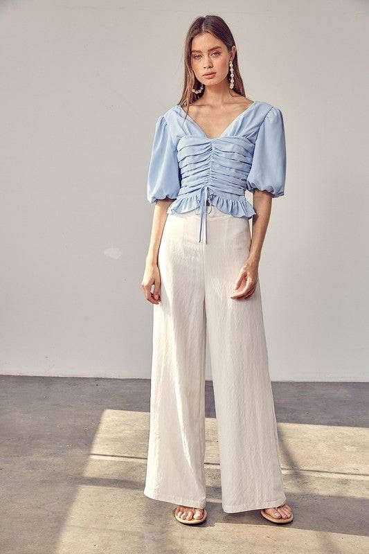 Puff Sleeve Cinched Top - us.meeeshop