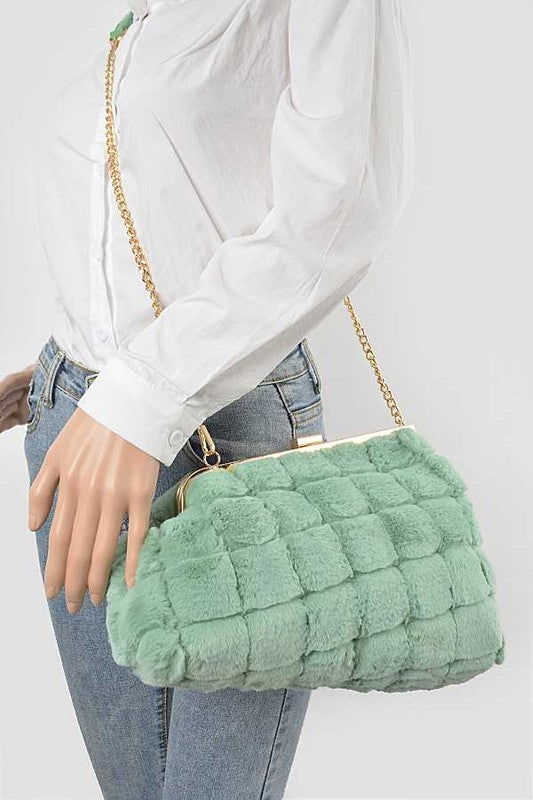 Quilted Faux Fur Iconic Swing Bag us.meeeshop - 