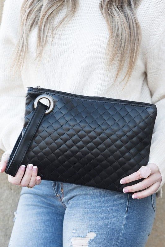 Quilted Wristlet Clutch us.meeeshop - Handbags