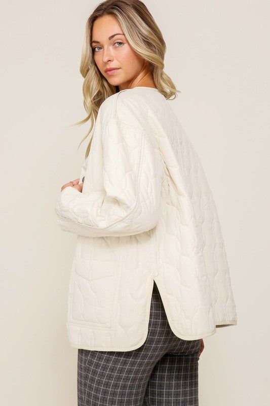 Quilted Puffer Jacket with Pockets - us.meeeshop