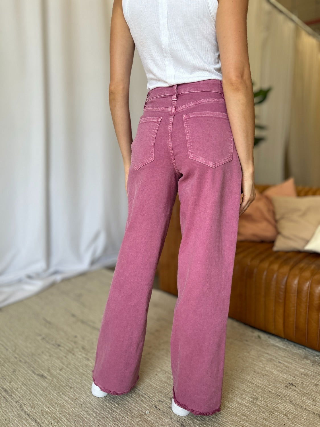 RFM Full Size High Rise Garment Dye Wide Leg  Jeans us.meeeshop - 