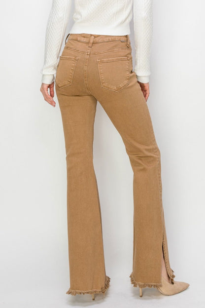 RISEN Bailey Full Size High Waist Side Slit Flare Jeans us.meeeshop - 