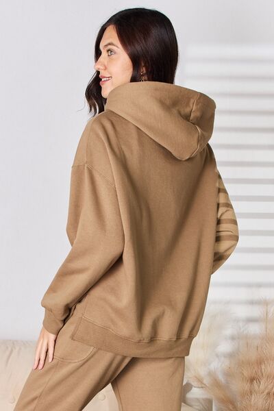 RISEN Drawstring Drop Shoulder Long Sleeve Hoodie us.meeeshop - 