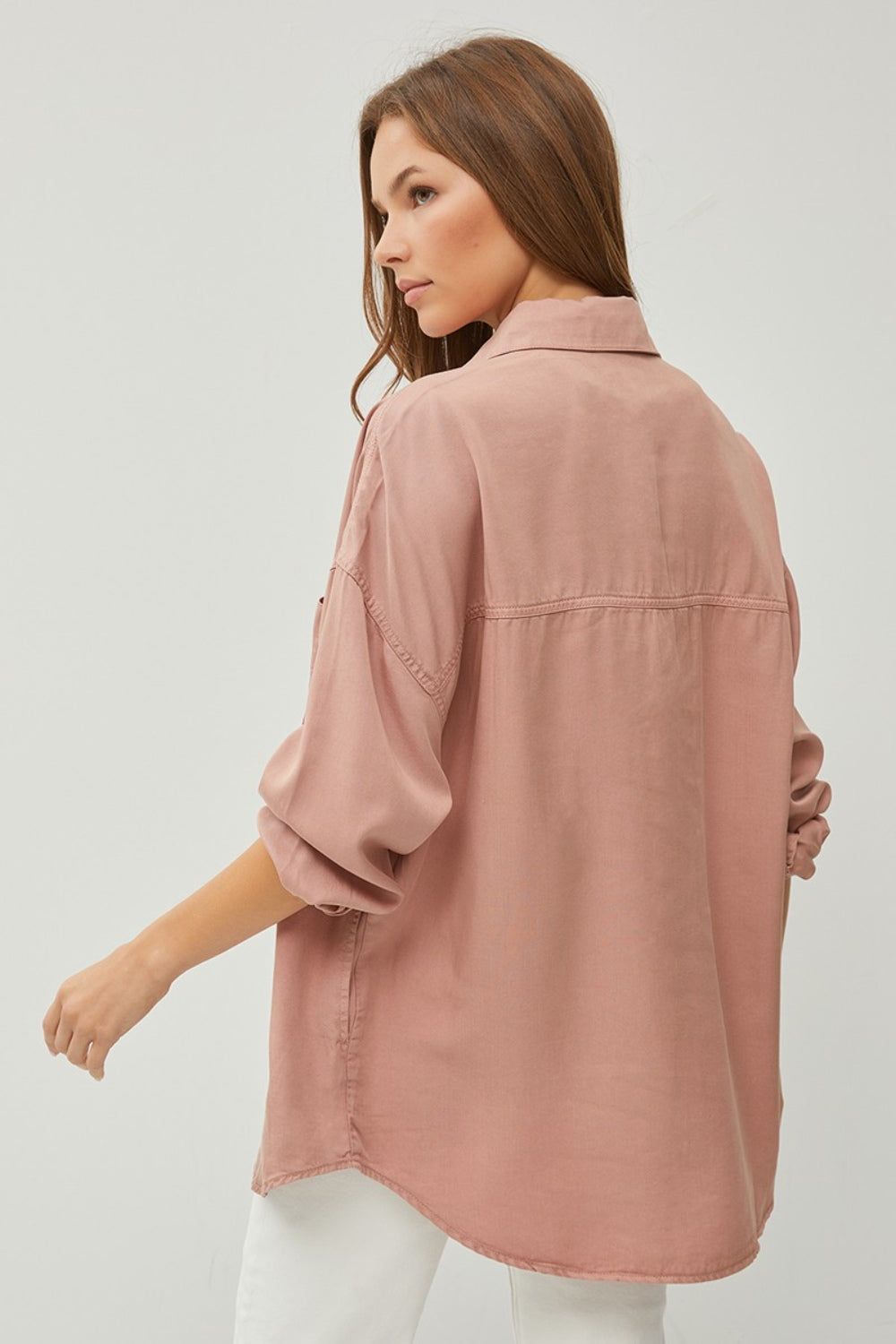 RISEN Full Size Button Up Long Sleeve Denim Shirt us.meeeshop - 