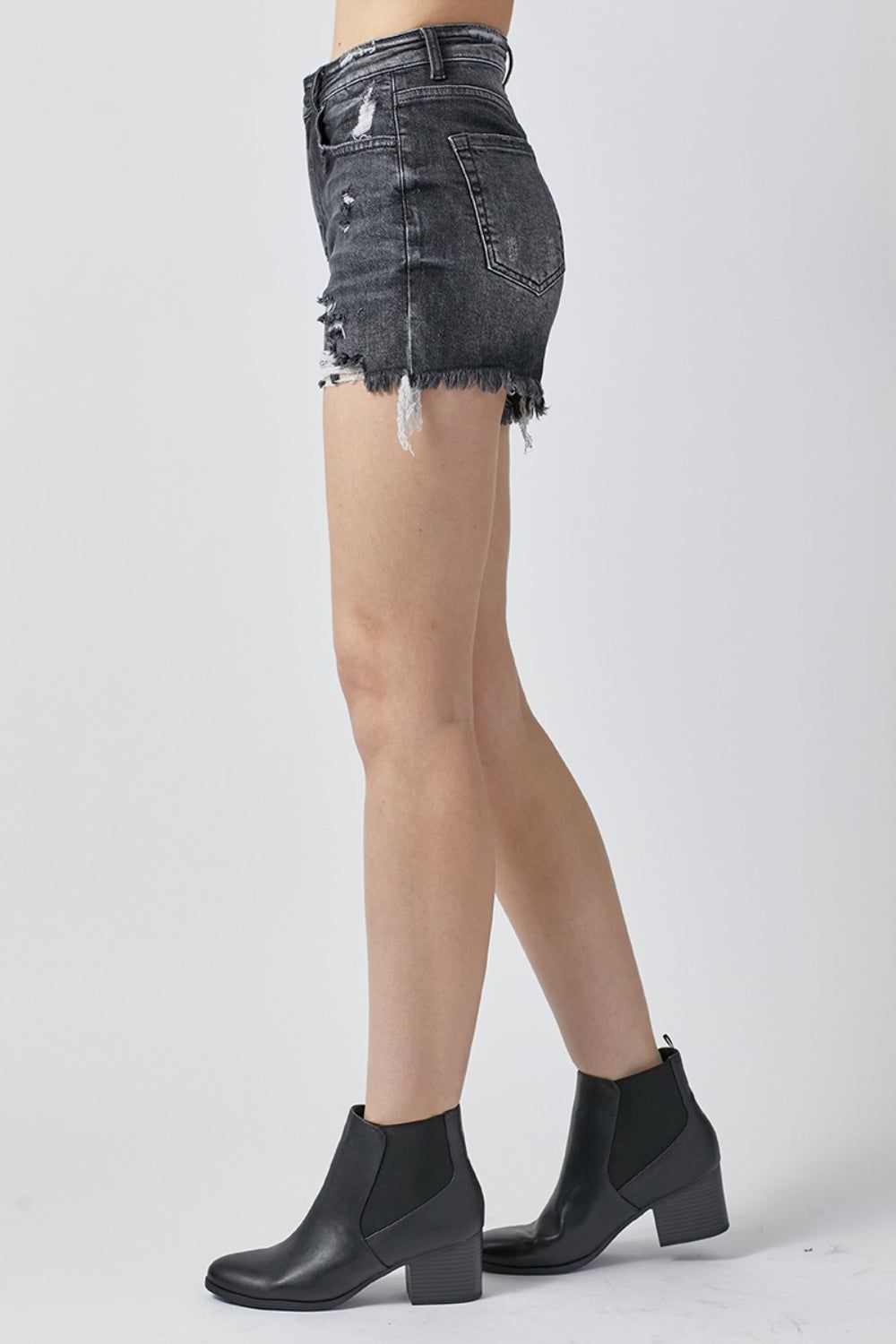 RISEN Full Size High Rise Distressed Denim Shorts us.meeeshop - 