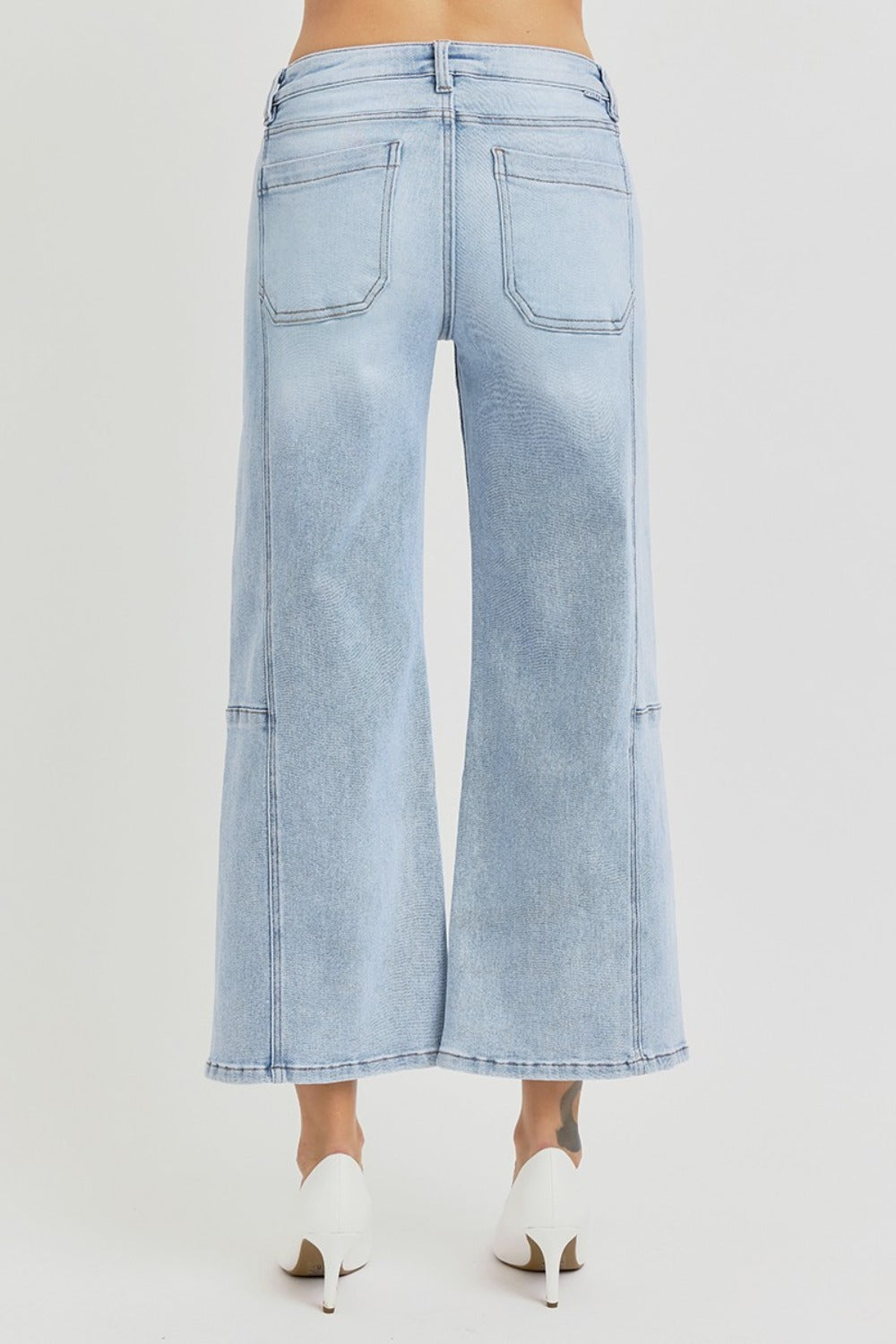 RISEN Full Size High Rise Seamed Detail Wide Leg Crop Jeans us.meeeshop - 