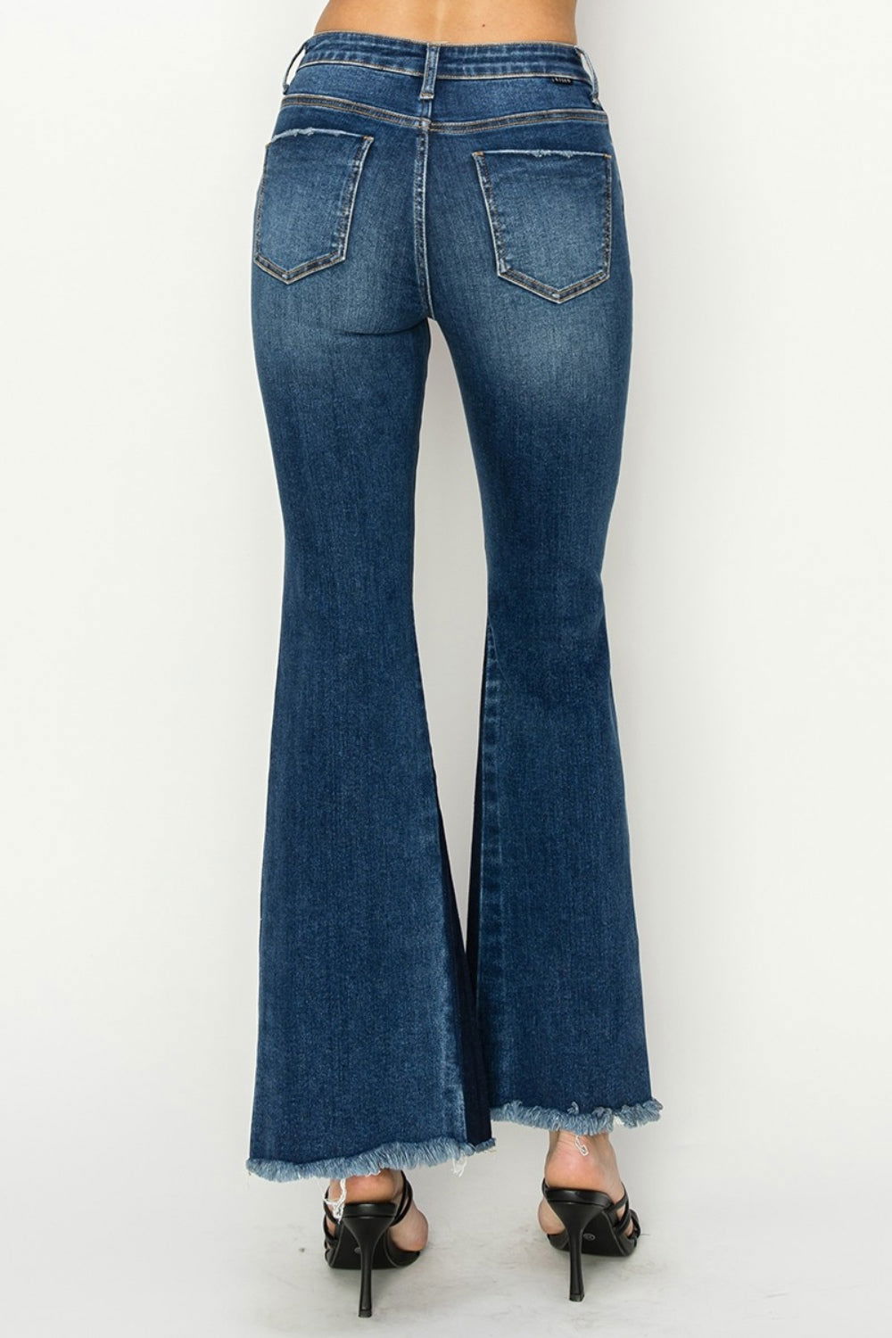 RISEN Full Size High Rise Side Shadow Seam Detail Slit Flare Jeans us.meeeshop - 