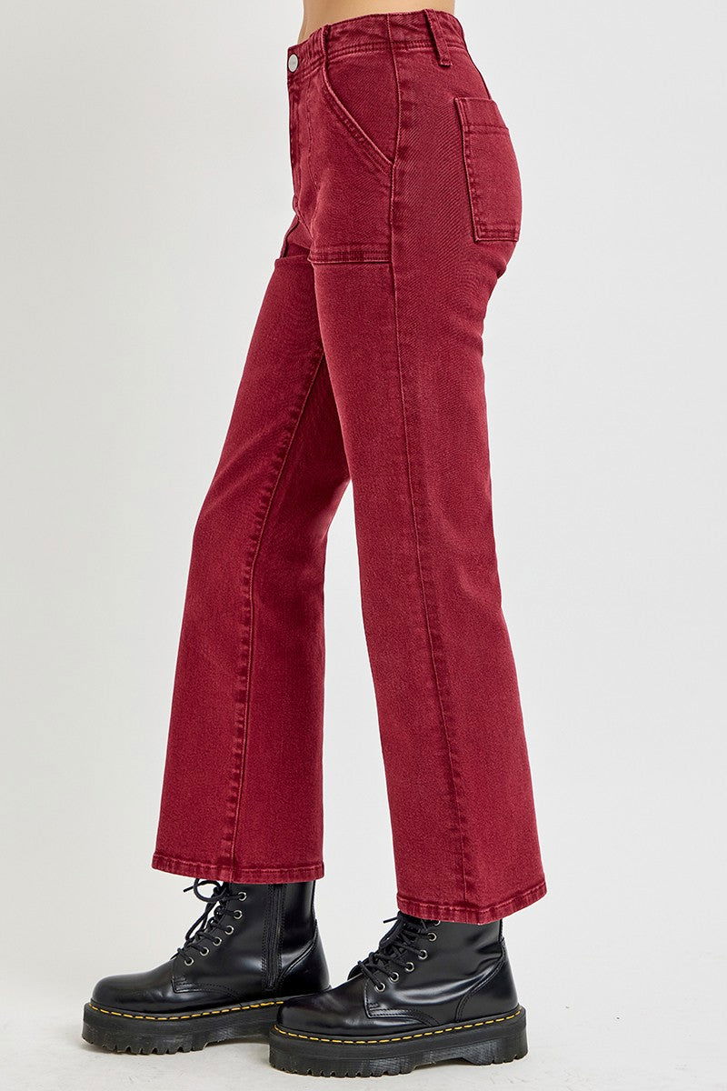 RISEN Full Size High Rise Straight Jeans with Patch Pockets us.meeeshop - 