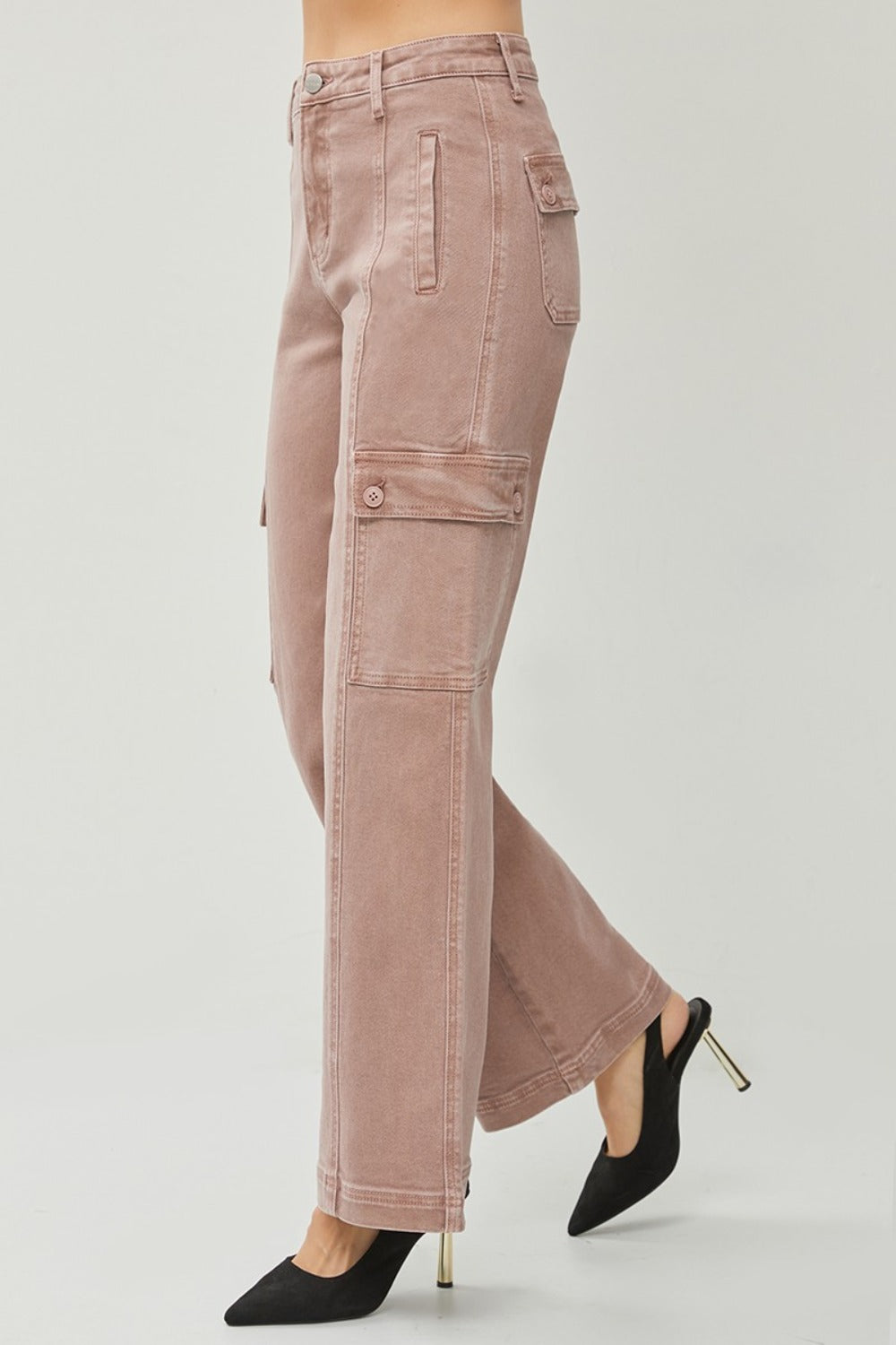 RISEN Full Size High Rise Wide Leg Cargo Jeans us.meeeshop - 