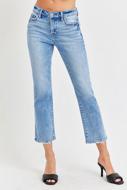 RISEN Full Size Low Rise Crop Slim Straight Jeans us.meeeshop - Pants