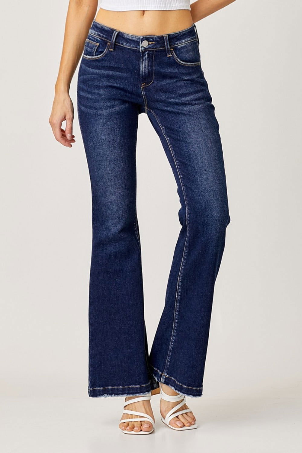 RISEN Full Size Low Rise Flare Jeans us.meeeshop - Pants