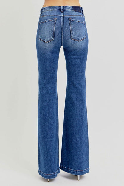 RISEN Full Size Low Rise Flare Jeans with Pockets us.meeeshop - 