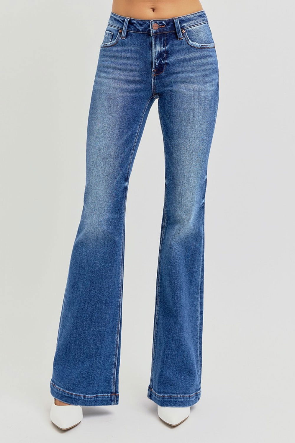 RISEN Full Size Low Rise Flare Jeans with Pockets us.meeeshop - 