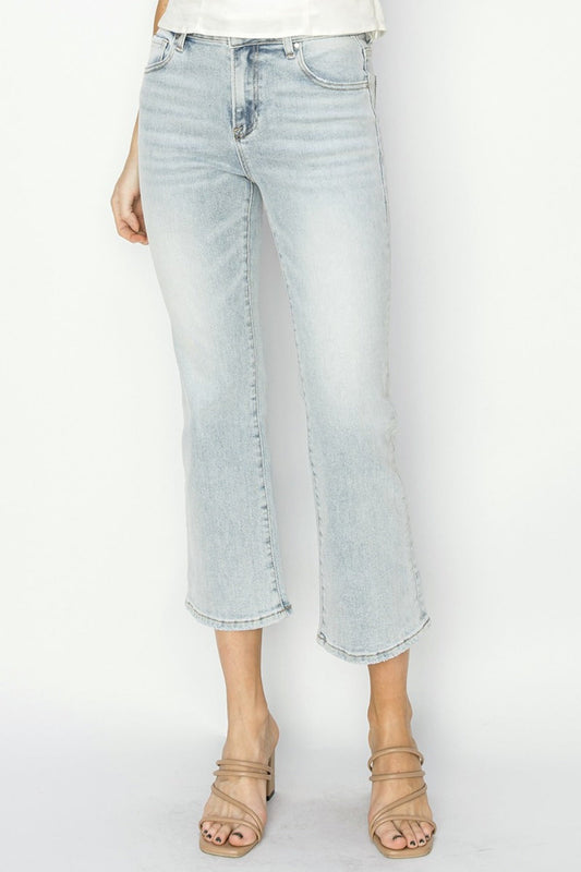 RISEN Full Size Mid Rise Cropped Flare Jeans us.meeeshop - Pants