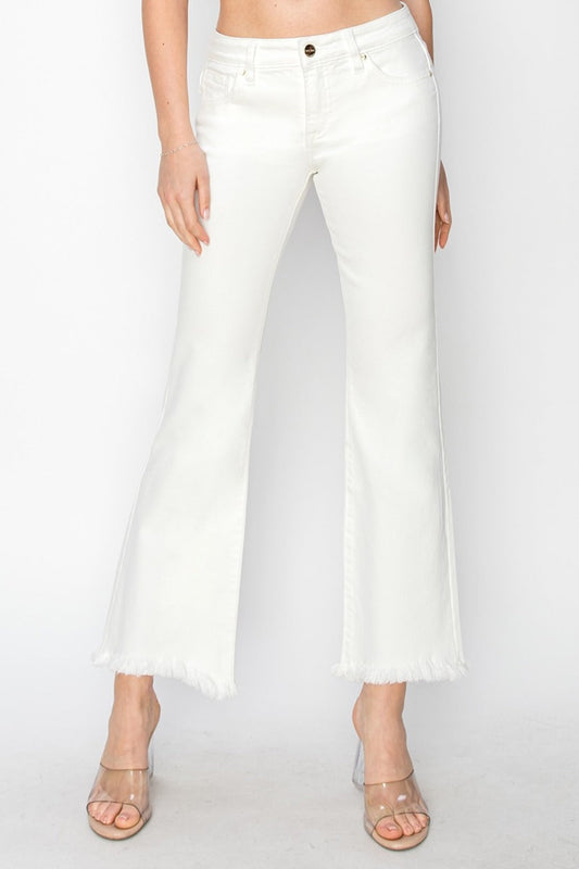 RISEN Full Size Tummy Control Crop Flare Step Hem Pants us.meeeshop - Pants