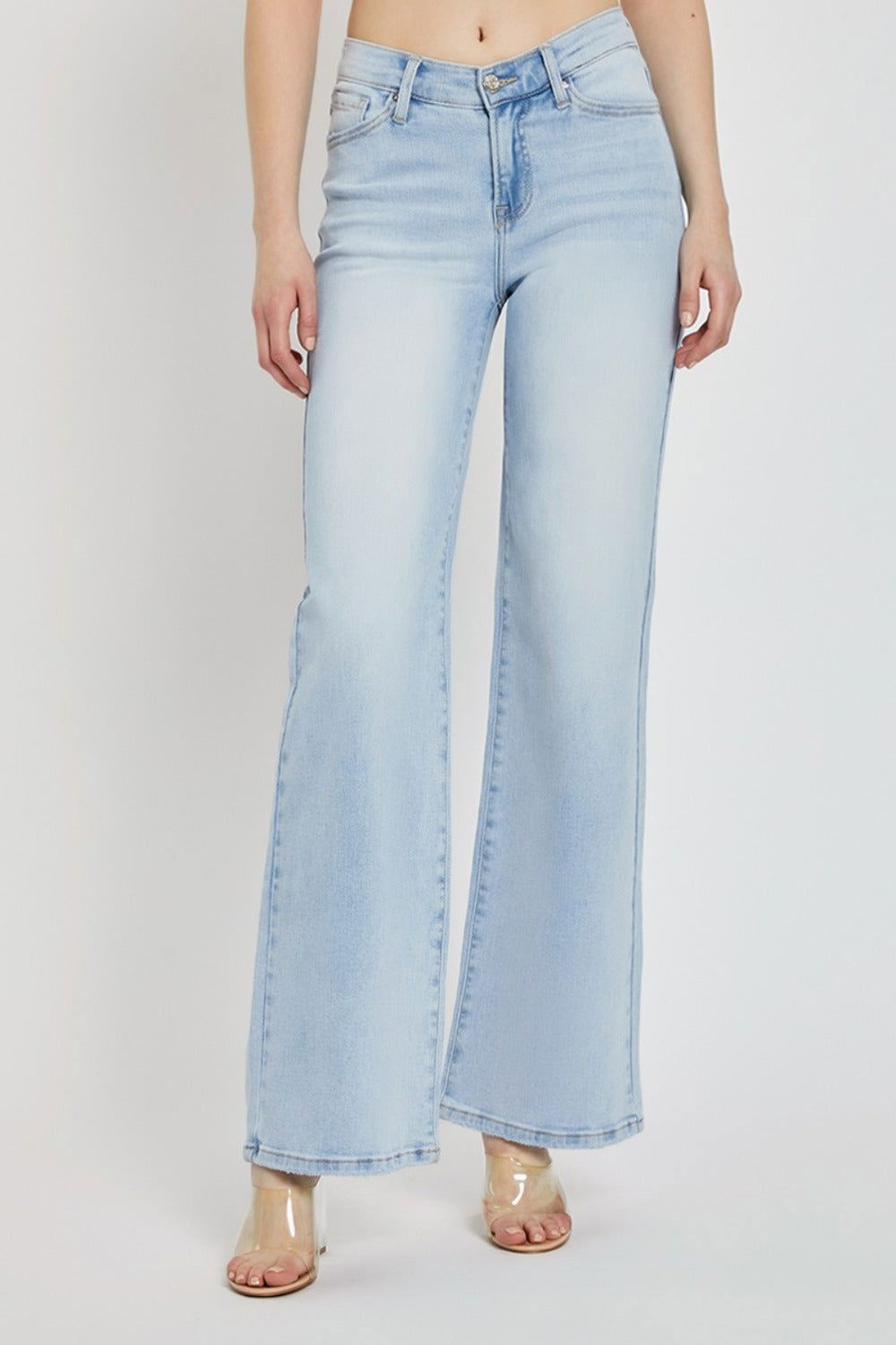 RISEN Full Size Wide Leg V Dipped Front Waist Jeans us.meeeshop - Pants