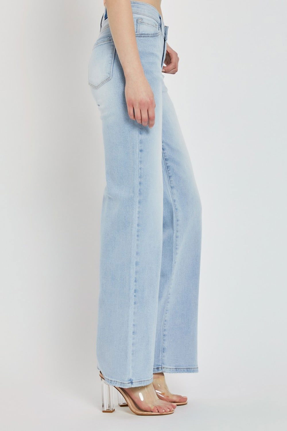 RISEN Full Size Wide Leg V Dipped Front Waist Jeans us.meeeshop - 