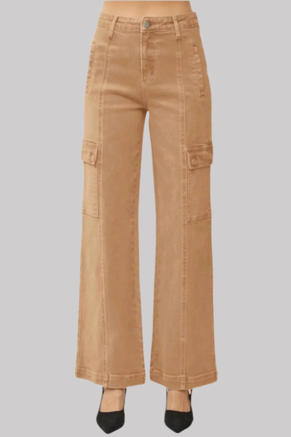 RISEN High Rise Wide Leg Cargo Jeans us.meeeshop - 