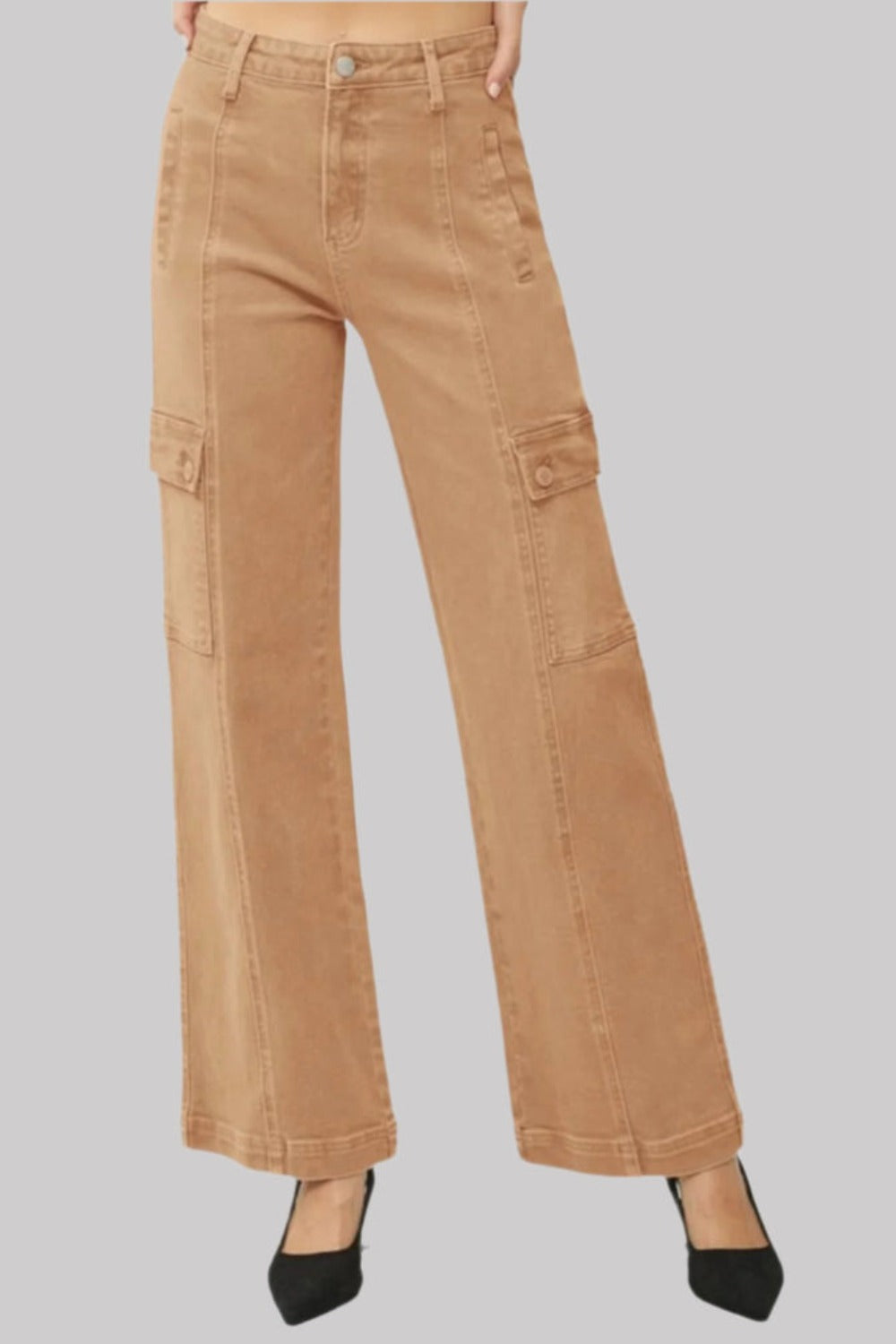 RISEN High Rise Wide Leg Cargo Jeans us.meeeshop - Pants