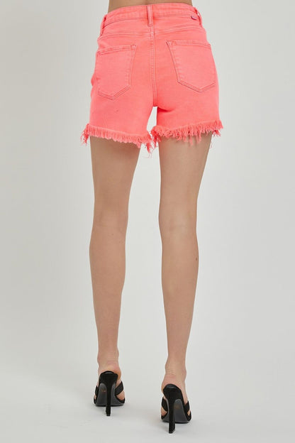 RISEN Raw Hem Asymmetrical Waist Denim Shorts us.meeeshop - 