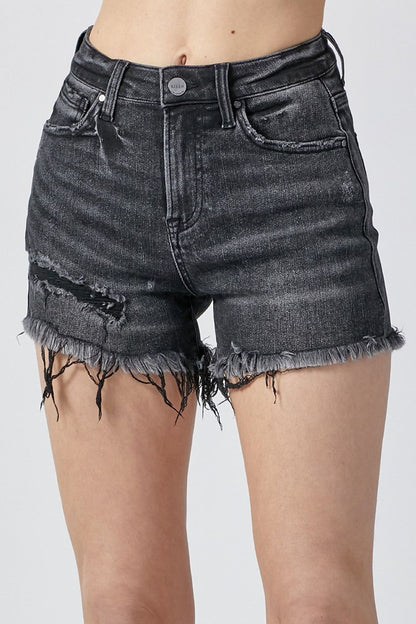 RISEN Raw Hem Denim Shorts with Pockets us.meeeshop - Shorts