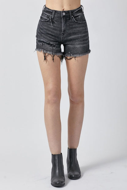 RISEN Raw Hem Denim Shorts with Pockets us.meeeshop - 