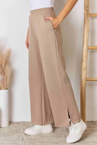 RISEN Wide Waistband Slit Wide Leg Pants us.meeeshop - 