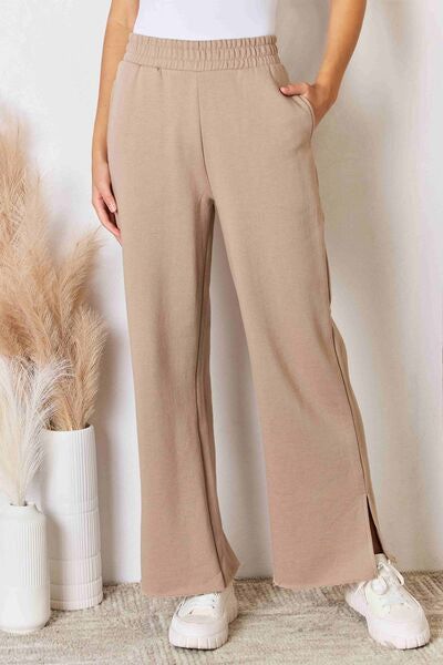 RISEN Wide Waistband Slit Wide Leg Pants us.meeeshop - Pants