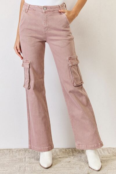 RISEN Full Size High Rise Cargo Wide Leg Jeans - us.meeeshop