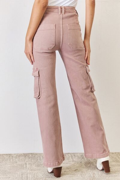 RISEN Full Size High Rise Cargo Wide Leg Jeans - us.meeeshop