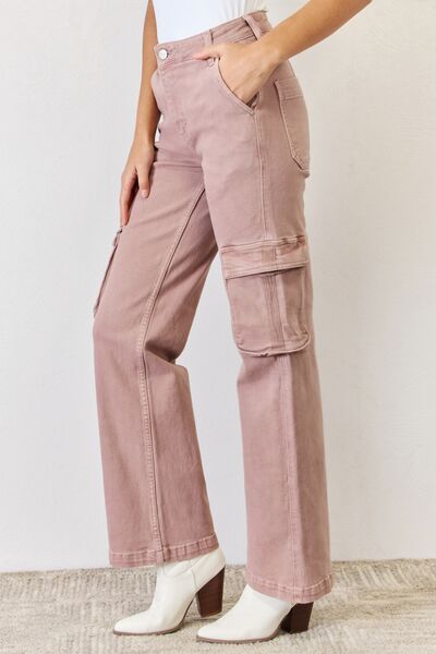 RISEN Full Size High Rise Cargo Wide Leg Jeans - us.meeeshop