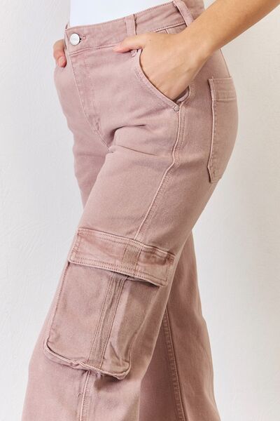 RISEN Full Size High Rise Cargo Wide Leg Jeans - us.meeeshop