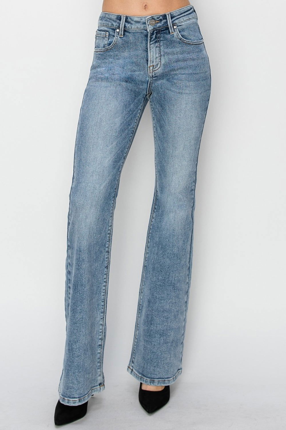 Women's RISEN Full Size Mid Rise Bootcut Jeans - us.meeeshop