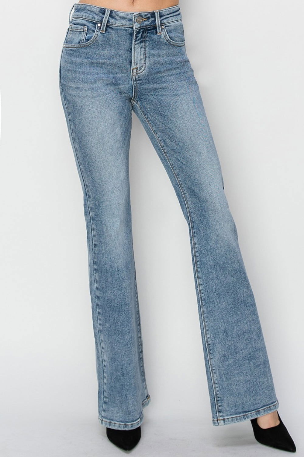 Women's RISEN Full Size Mid Rise Bootcut Jeans - us.meeeshop